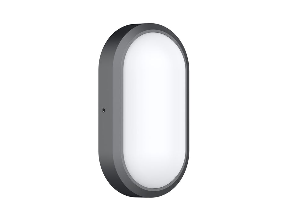 Pureled Platinum Bunker Light Oval 10W CCT Selectable 3000K/4000K/5700K 900-100lm Non Dimming IP65 Black