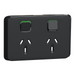 PDL Switched Socket Skin Iconic Double Horizontal 15A Black