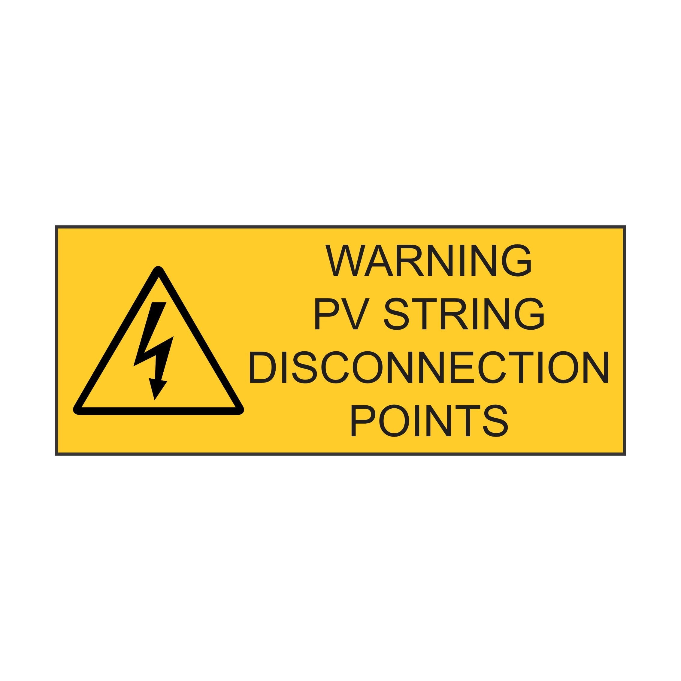 PGK Warning PV String Disconnection Points Labels, Pair — Scott Electrical