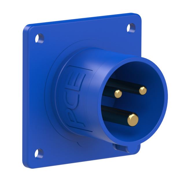 Emptec Plug 16Amp 3pole IP44 6h Panel Flanged Straight 70x70 flange