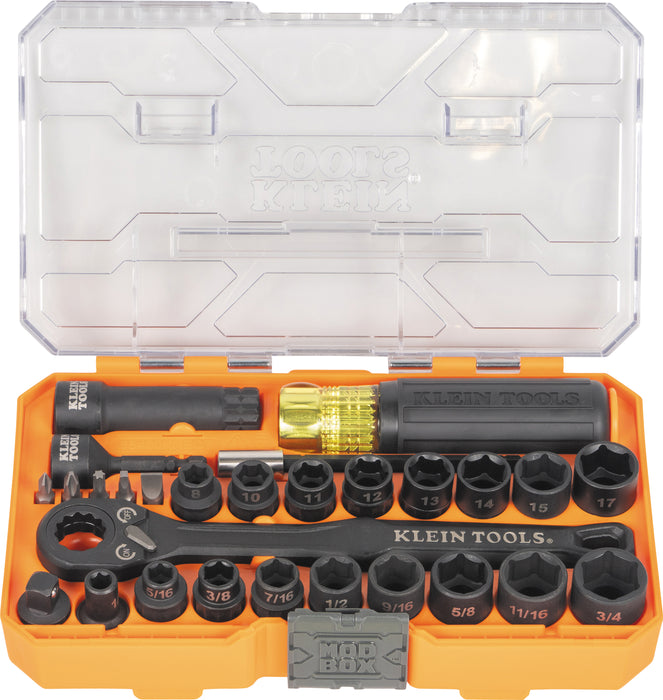 Klein KNECT Essential Pass Through Impact Socket Set, SAE, Metric, 28-Piece