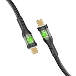 Promate 2m USB-C to USB-C Cable with Transparent Connectors & LEDs