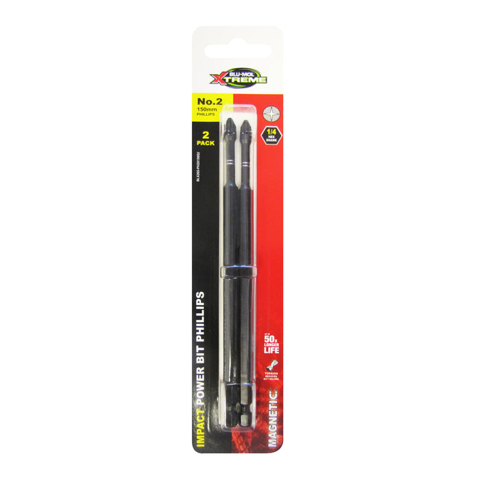 Blu-Mol Xtreme Impact Bit Phillips No.2 X 150mm - 2 Pack