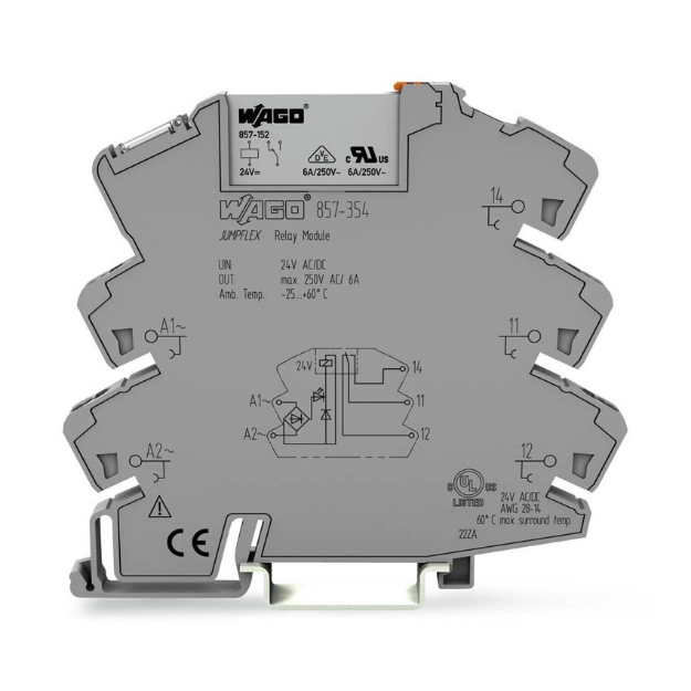 Wieland Relay Slim-line with Base 6mm Wide 24VAC/DC 1 x 6A C/O