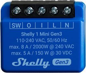 Shelly WI-FI Relay Switch 1 Channel 8amp 110-230vac GEN3