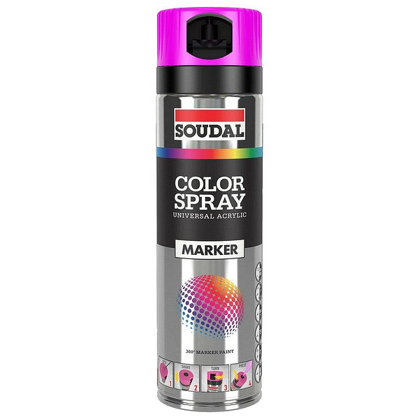 Soudal Color Marker Spray Fluro Fuxia (Pink) 500ml