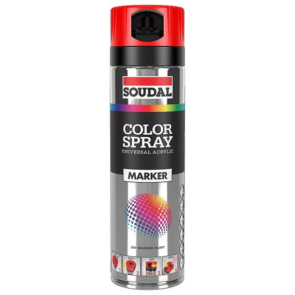 Soudal Color Marker Spray Fluro Red 500ml