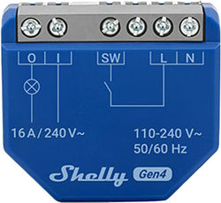 SHELLY Wi-Fi Relay/Switch 1 Channel 16A 110-230VAC 12/24-48VDC Gen4