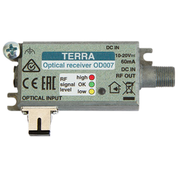 Matchmaster TERRA Fibre Mini Receiver (SCA) 70dBµV Output 10-20V DC Powering