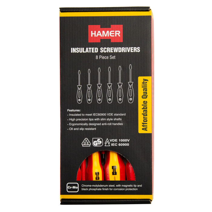 Screwdriver 8 Piece Set inc No1 & No2 SQ Drive