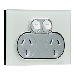 Saturn Socket switch twin 10A 250V 4025-OM