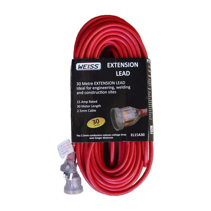 Weiss 2.5mm x 30m 15A extension lead