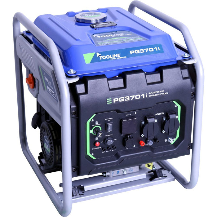 Tooline Petrol Inverter Generator 3.5Kw - 3.7KW Max  Recoil Starter USB Charger PG3700i