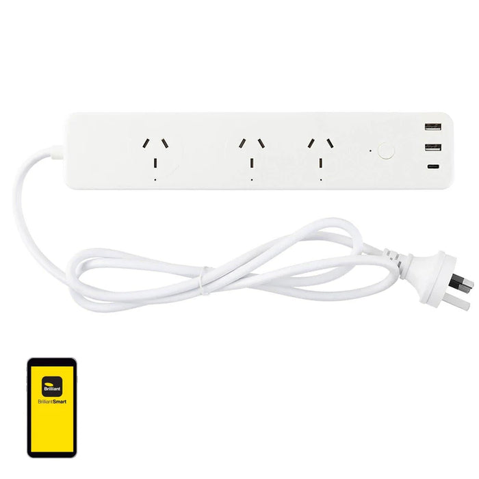 Brilliant Smart Cannes Wifi Surge Prot Powerboard - White