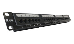 Austfibre AFL CAT6 Shielded Copper Patch Panel 24 Port 1RU-Angled Unlo