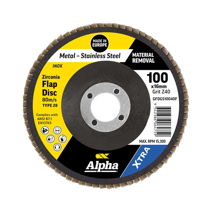 Trucut Sheffield FLAT Flap Disc Gold Inox Stainless 100 x ZK40 Grit