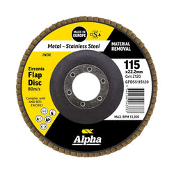 Trucut Sheffield Flap Disc Silver Inox Stainless 115mm x ZK120 Grit