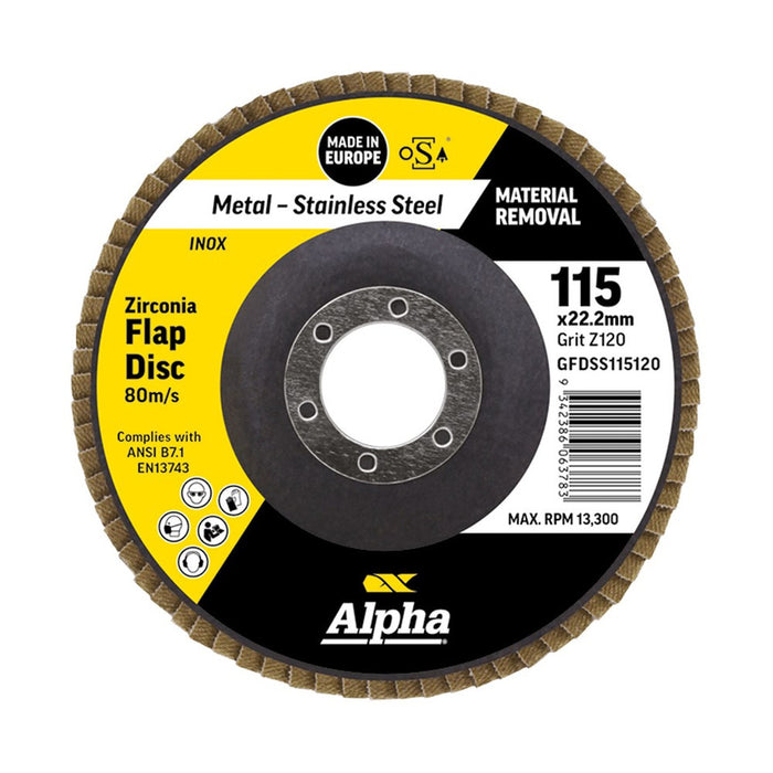 Trucut Sheffield Flap Disc Silver Inox Stainless 115mm x ZK120 Grit