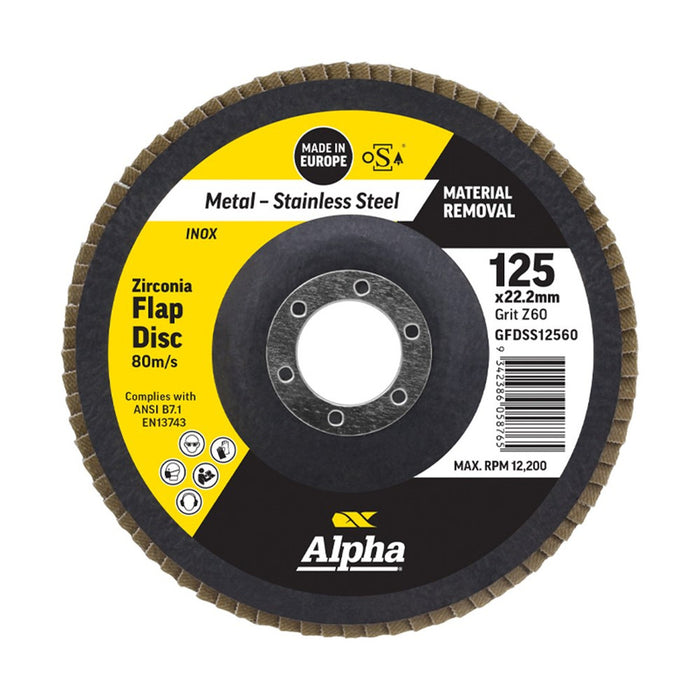 Trucut Sheffield Flap Disc Silver Inox Stainless 125mm x ZK60 Grit
