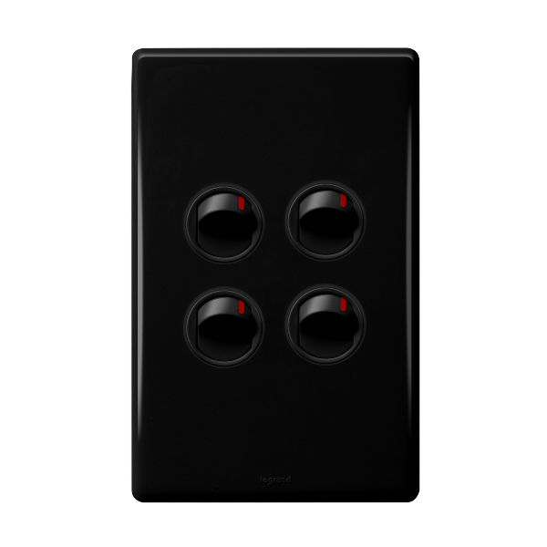 Legrand HPM ED 16A 4 GANG SWITCH BLACK