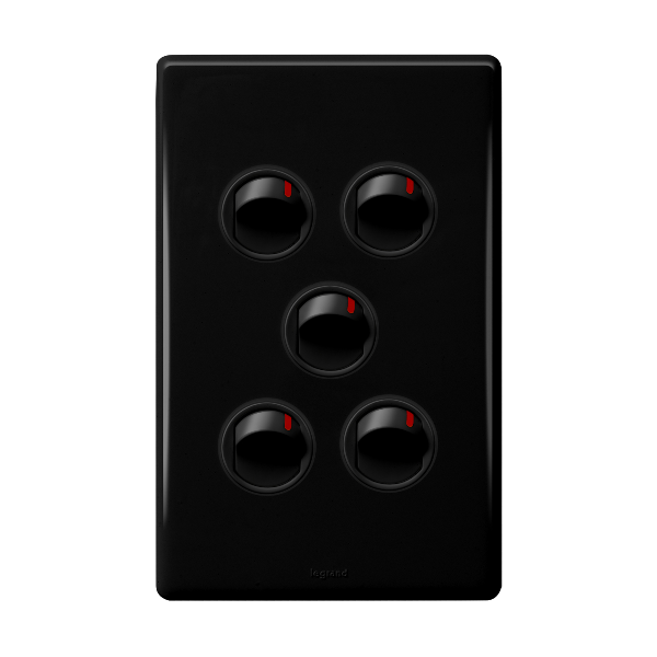 Legrand HPM ED 16A 5 GANG SWITCH BLACK