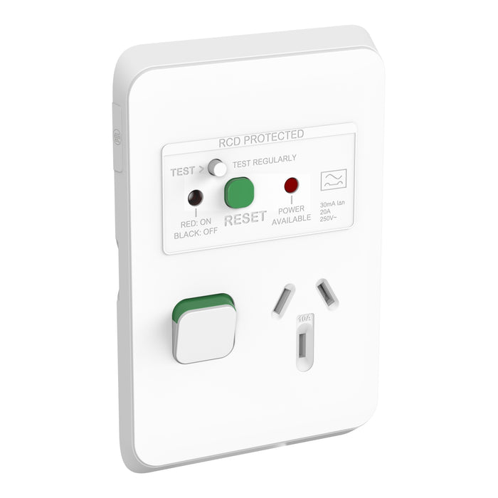 Iconic Socket Sw Vert Single 30mA RCD 10A 250V