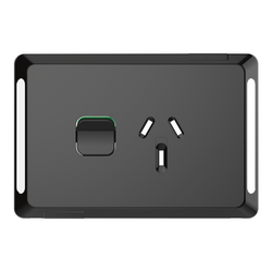 Iconic Skin Socket Sw Horiz Single 10A 250V BK