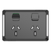 Iconic Skin Socket Sw Horiz Twin 10A 250V BK
