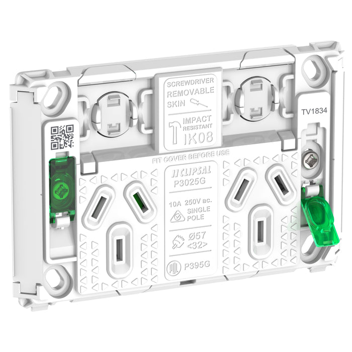 Iconic Grid Socket Sw Horiz Twin 10A 250V PDLP395G
