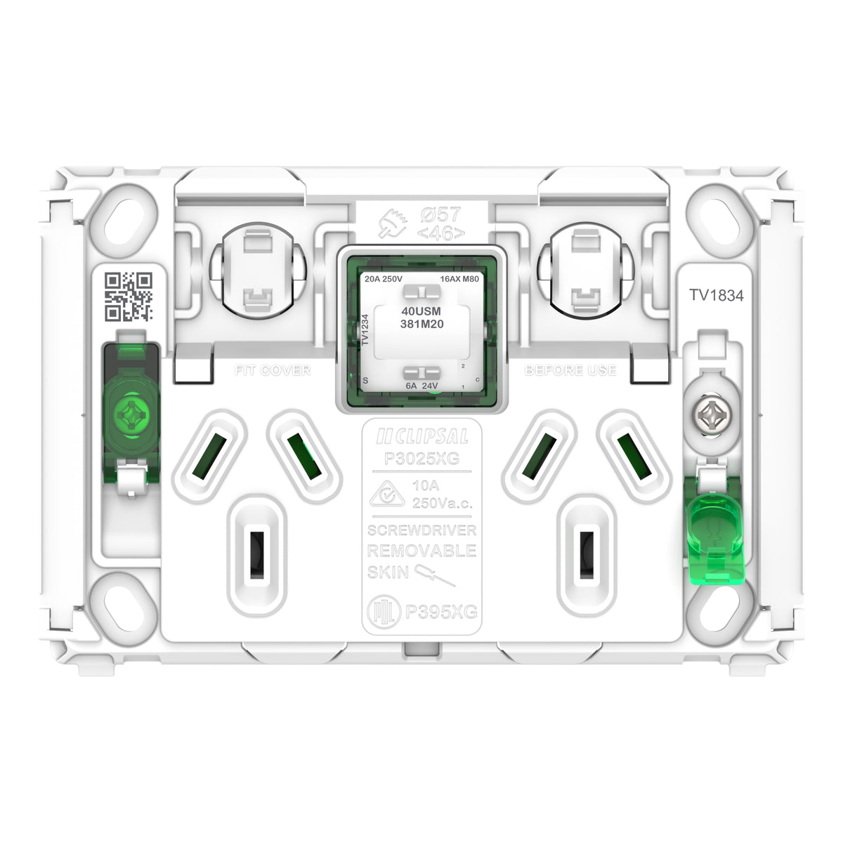 Iconic Grid Socket SwHorizTwin 1Ex20A 10A250V — Scott Electrical