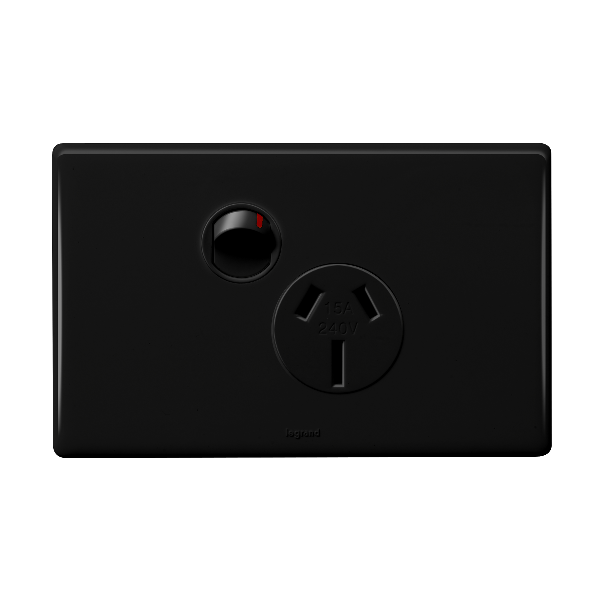 Legrand HPM ED 15A SINGLE POWERPOINT BLACK