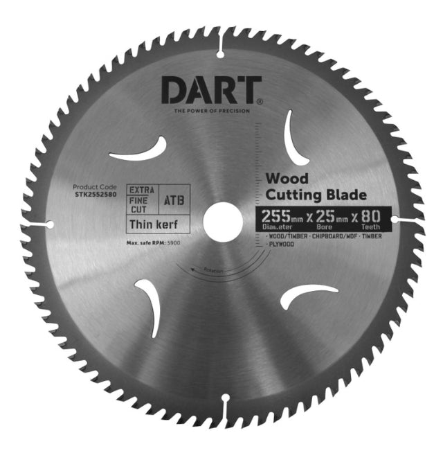 Trucut Dart  Timber Blade 255mm 80T 25mm Bore
