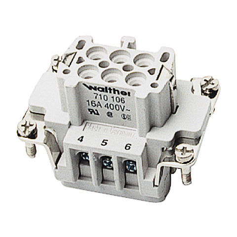 Walther-Werke Female Insert - 6 Pole - Screw Connection with Wire