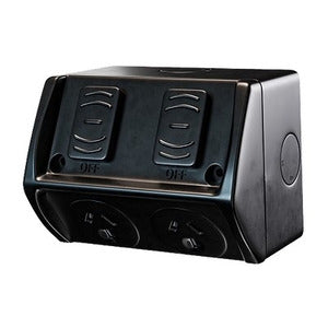 Zephyr Outdoor Power Point Double 10amp IP53 Black