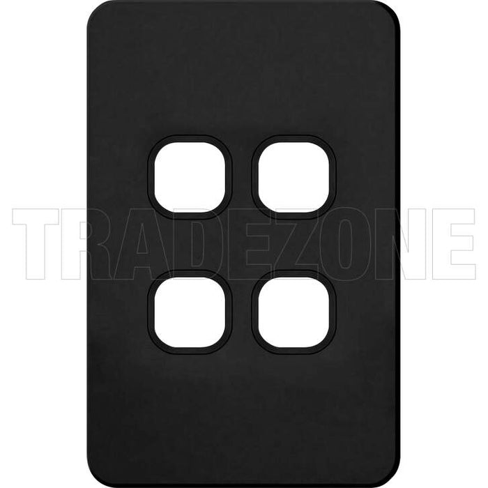 Hager Silhouette 4 Gang Plate Hybrid Matt Black