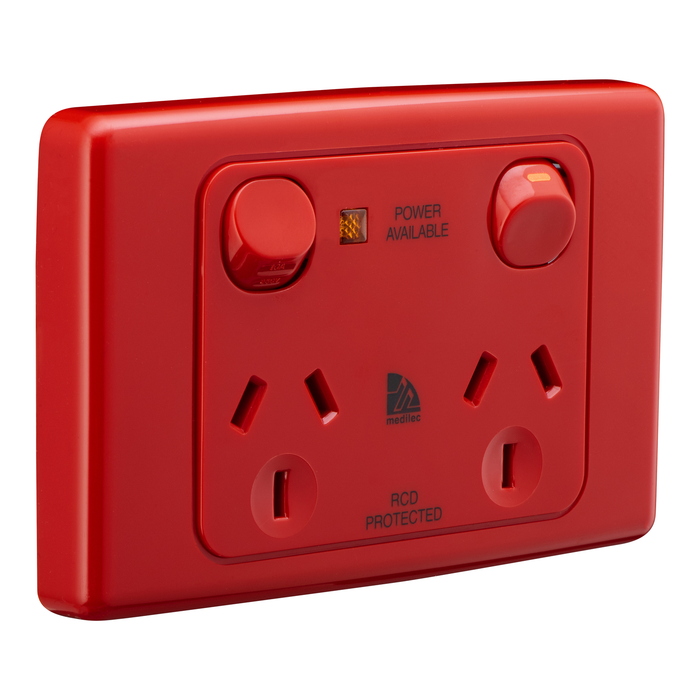 Clipsal Double outlet neon Red