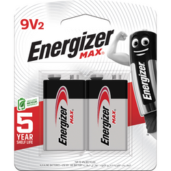 Energizer E000035100 Battery 9V Alkaline Max 2 Pack