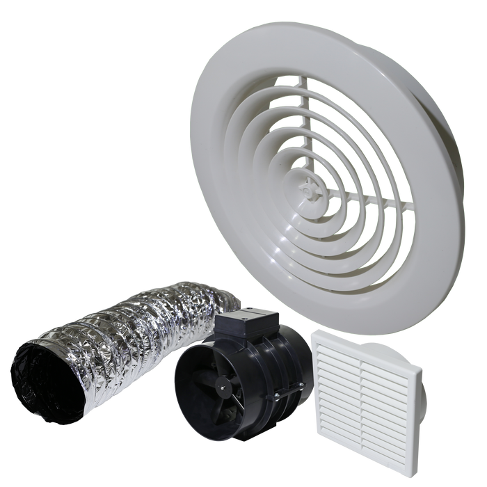 Weiss 150mm inline fan contractor pack with round fascia
