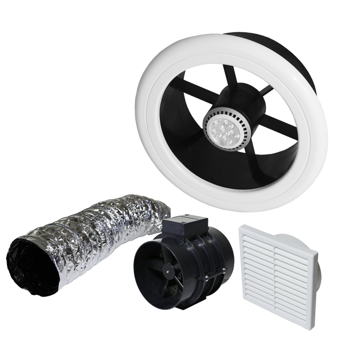 Weiss 150mm Low Volt Shower LED Lght/Extractor