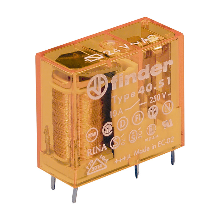 Finder Miniature PCB Relay 10A 1C/O 24VAC Coil