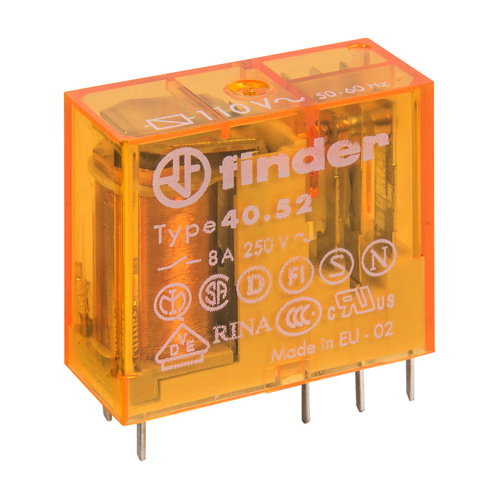Finder Miniature PCB Relay 8A 2C/O 110VAC Coil