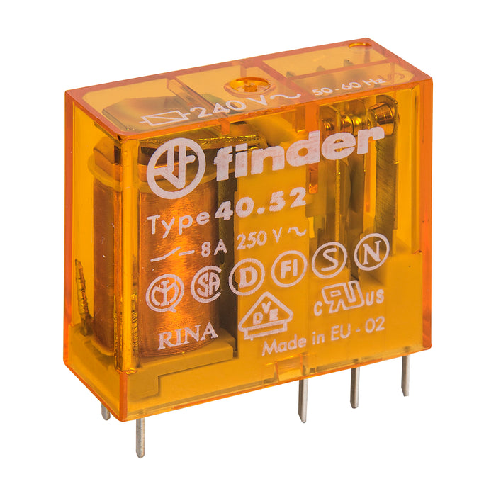 Finder Miniature PCB Relay 8A 2C/O 240VAC Coil