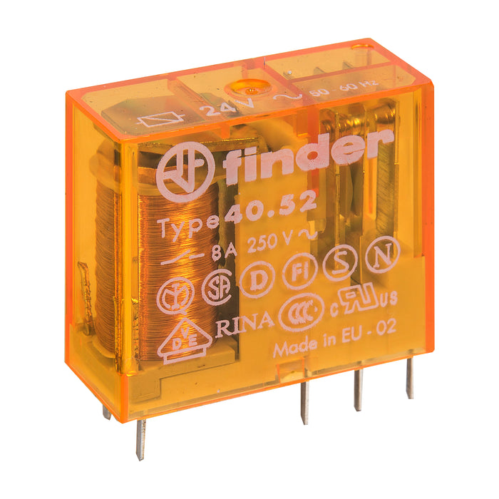 Finder Miniature PCB Relay 8A 2C/O 24VAC Coil