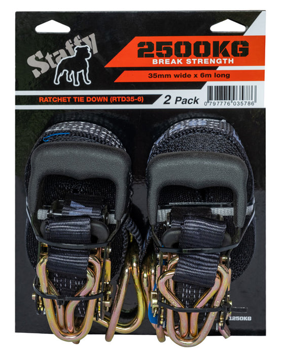 Staffy  35mm x 6mm Ratchet Tie Down - 5 per carton