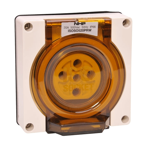 Iso SOCKET OUTLET 5 ROUND PINS 20A 500V AC RW LESS BACK BOX