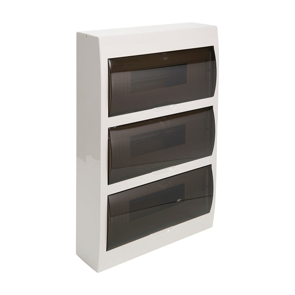 NHP MOD6 LOADCENTRE 36 WAY DIN SURFACE TRANSPARENT DOOR