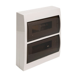 NHP MOD6 LOADCENTRE 24 WAY DIN SURFACE TRANSPARENT DOOR