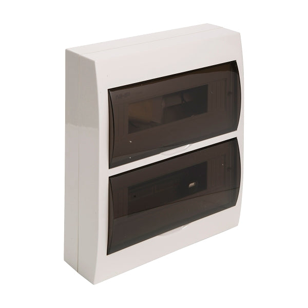 NHP MOD6 LOADCENTRE 24 WAY DIN SURFACE TRANSPARENT DOOR