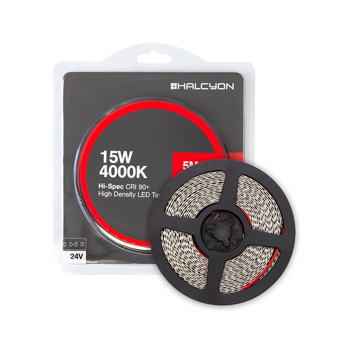 Halcyon LED TAPE 5M (CUT 33.3mm) 10mm 15W 180/1M 24V DC-NW