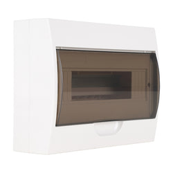 NHP MOD6 LOADCENTRE 12 WAY DIN SURFACE TRANSPARENT DOOR